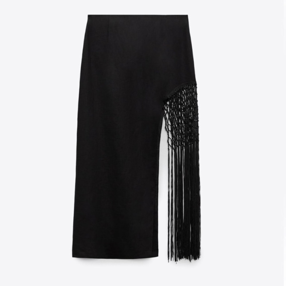 Zara linen fringed skirt - Picture 7 of 8